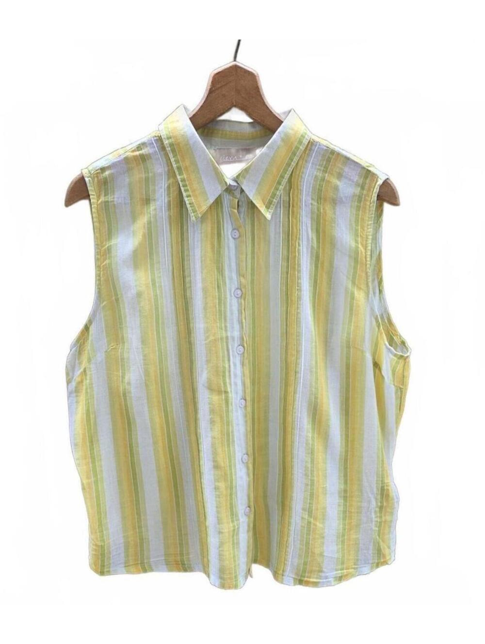 Vintage Ciera & Co 90’s Sleeveless Button-Down Shirt in Yellow Stripe
